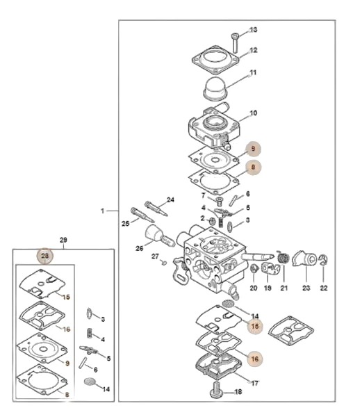 Stihl - Z010-003-K008 - Gasket And Diaphragm Set
