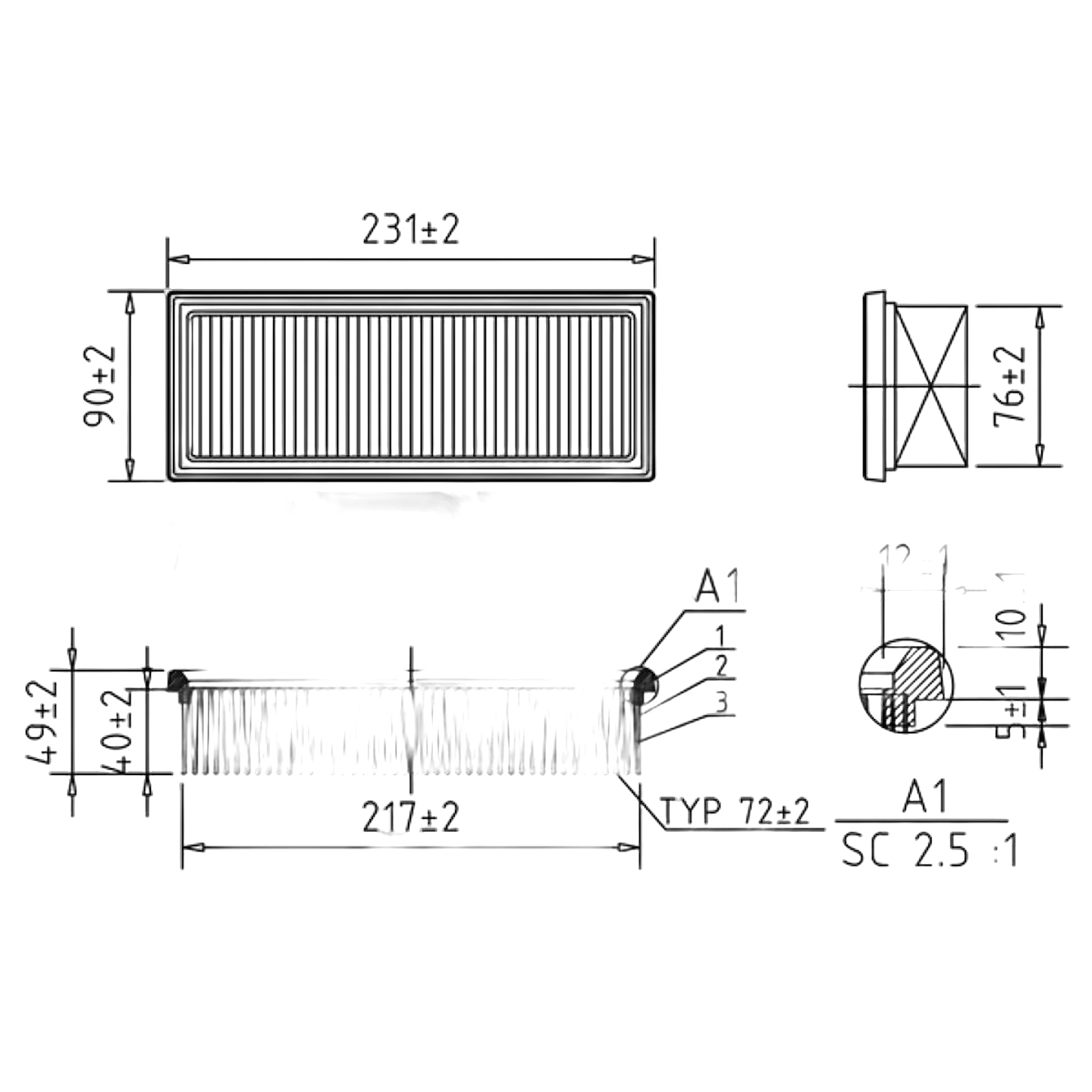 Fil Filter - FA-0544 - Air filter element