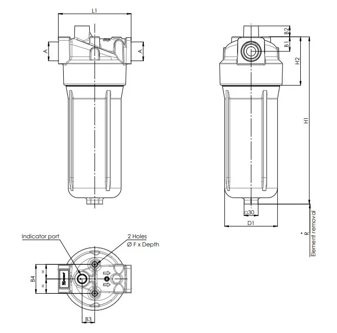 Filtrec - F040DMD0015000BB6DW000S0 - In-line filter housing (pressure line)