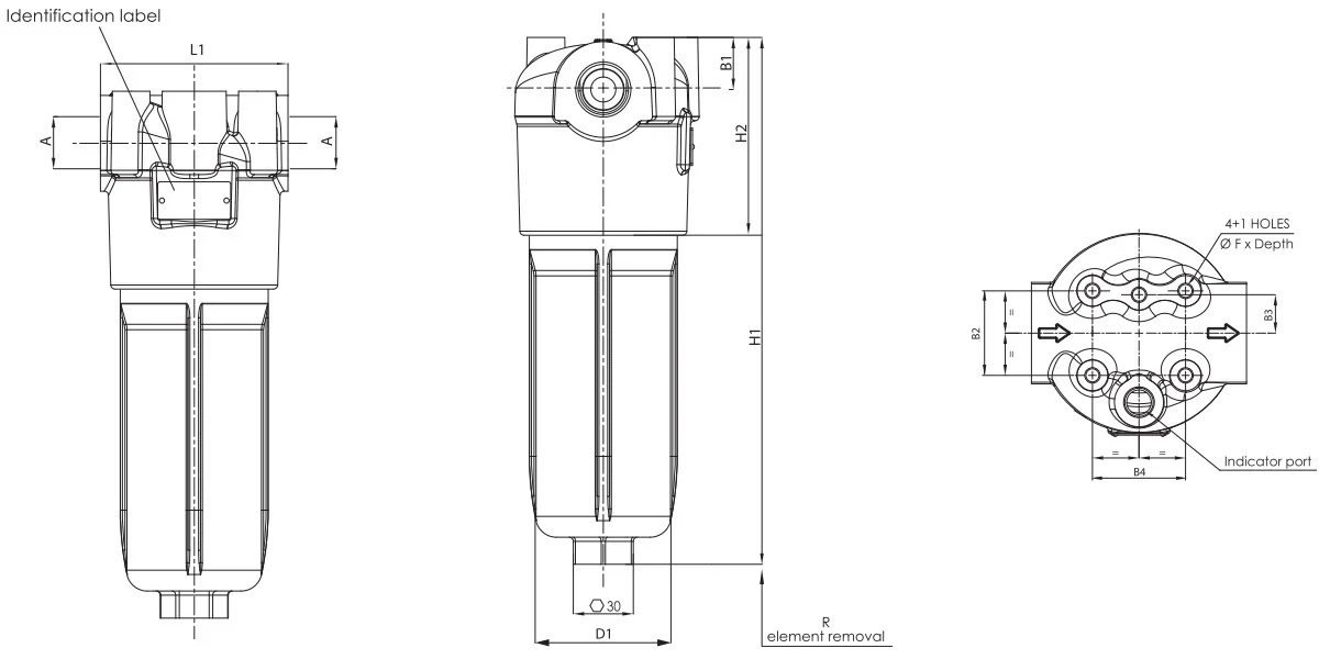 Filtrec - F100XD160G25BBB60S000 - Inline medium pressure filter