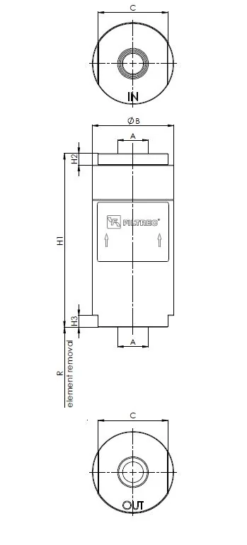 Filtrec - FHLCD109T60AB3B4S0 - Hydraulic filter in-line