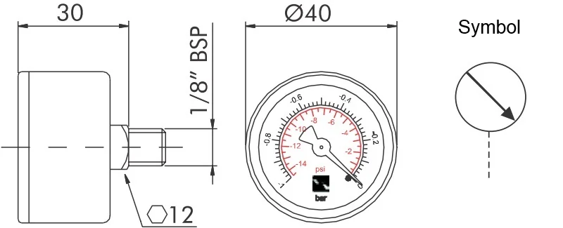 Filtrec - S1 - Vacuum gauge from 0 to -1 bar