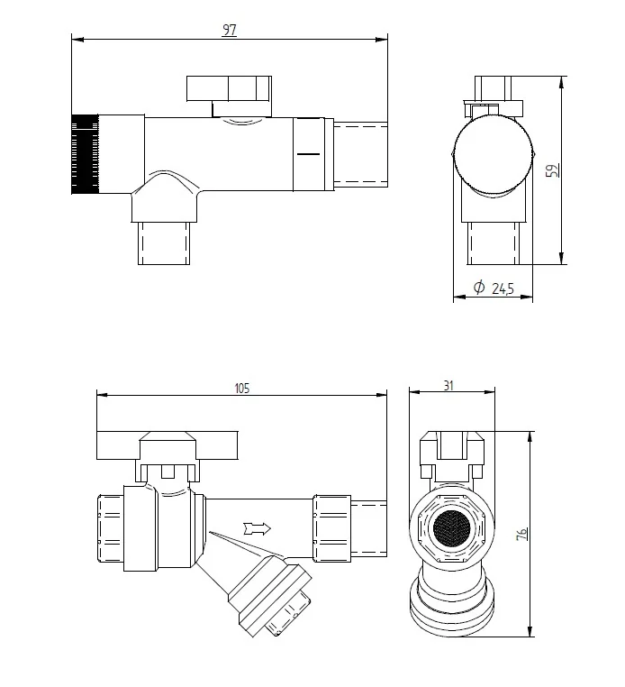 JORC - 9000 - Jorc bvs 1/2-3/8 bsp ball valve/strainer