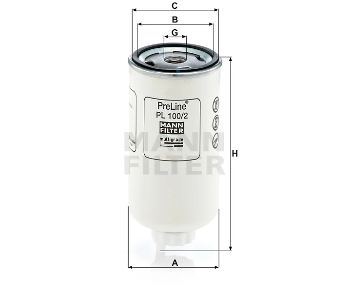 Mann-Filter - PL 100/2 - Fuel filter spin-on (prefilter)