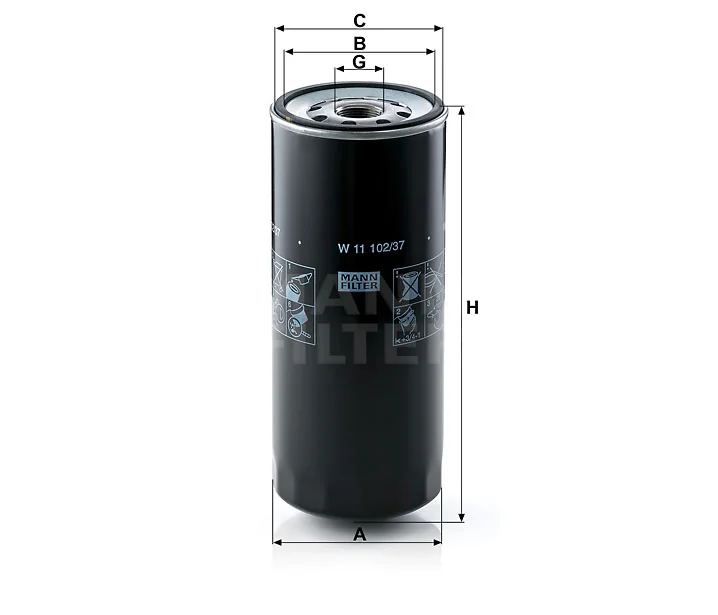 Mann-Filter - W 11 102/37 - Oil filter (spin-on)