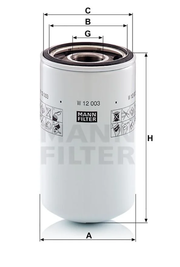Mann-Filter - W 12 003 - Oil filter (spin-on)