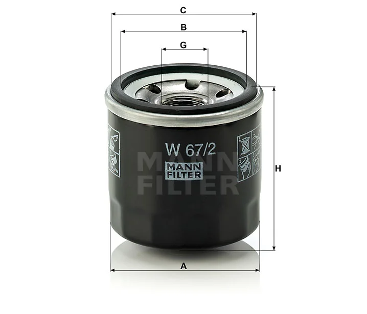 Mann-Filter - W 67/2 - Oil filter (spin-on)