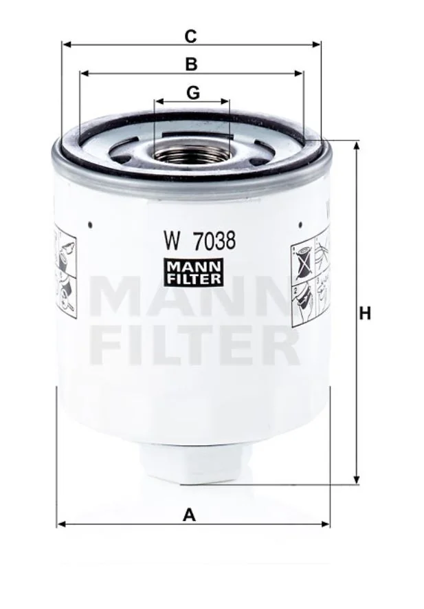 Mann-Filter - W 7038 - Oil filter spin-on