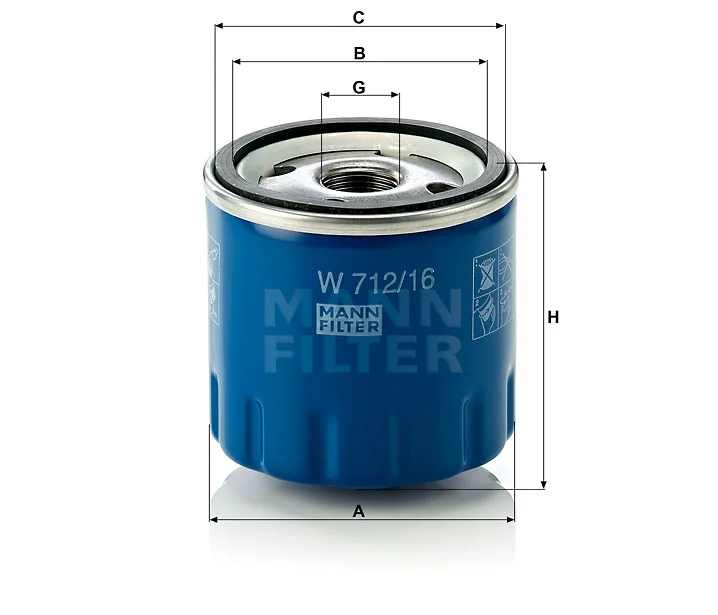 Mann-Filter - W 712/16 - Oil filter (spin-on)