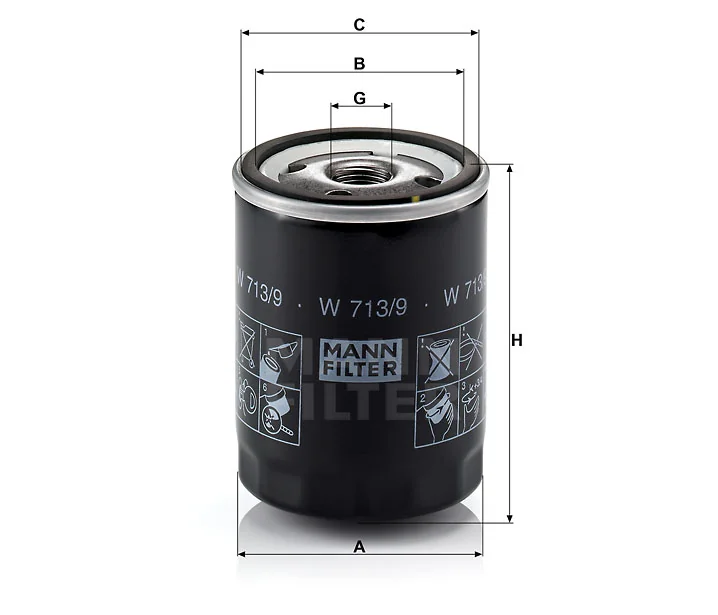 Mann-Filter - W 713/9 - Oil filter (spin-on)