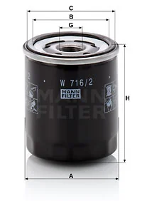 Mann-Filter - W 716/2 - Oil filter (spin-on)