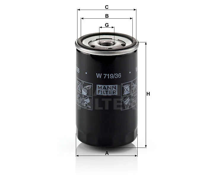 Mann-Filter - W 719/36 - Oil filter (spin-on)