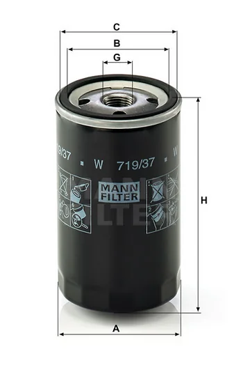 Mann-Filter - W 719/37 - Oil filter (spin-on)