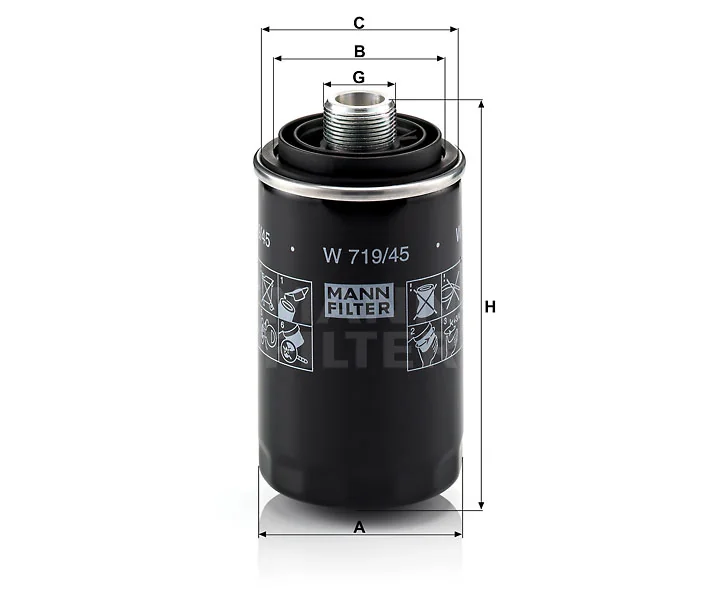Mann-Filter - W 719/45 - Oil filter (spin-on)