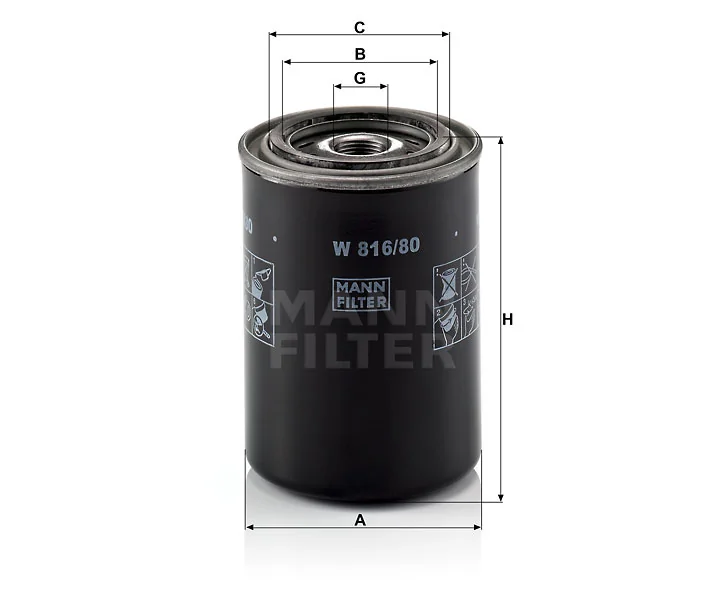 Mann-Filter - W 816/80 - Oil filter (spin-on)