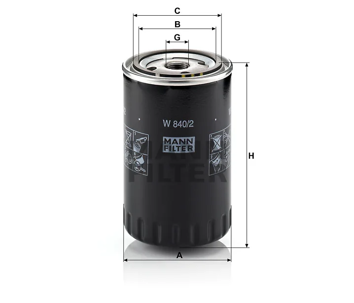 Mann-Filter - W 840/2 - Oil filter (spin-on)