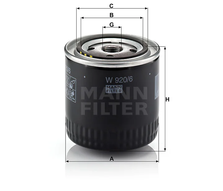 Mann-Filter - W 920/6 - Oil filter (spin-on)