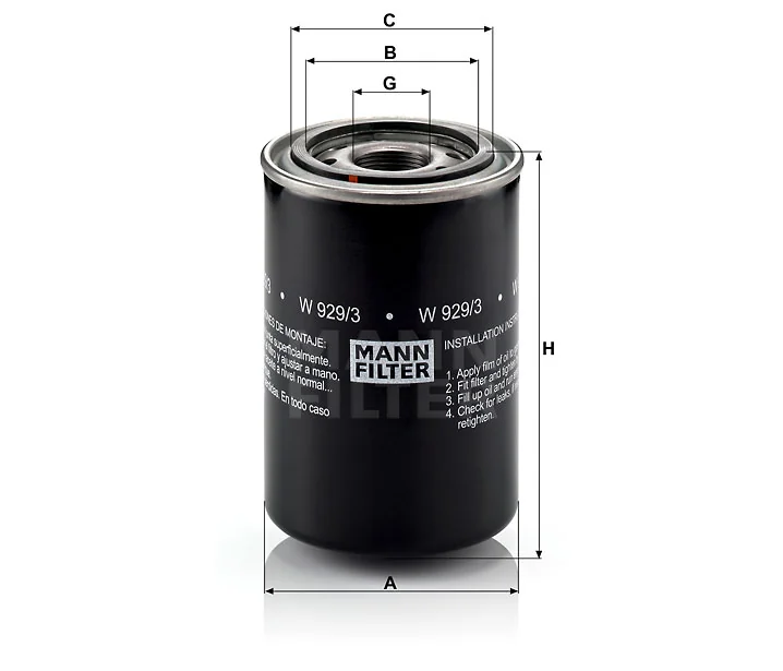 Mann-Filter - W 929/3 - Oil filter spin-on