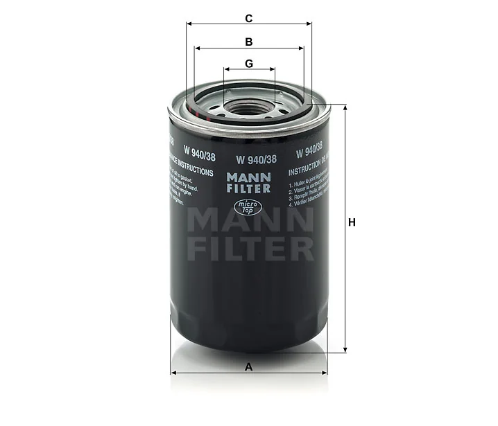 Mann-Filter - W 940/38 - Oil filter (spin-on)