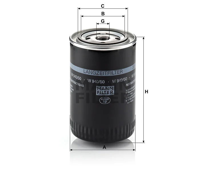 Mann-Filter - W 940/50 - Oil filter (spin-on)