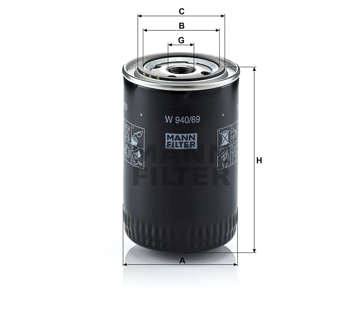 Mann-Filter - W 940/69 - Oil filter (spin-on)