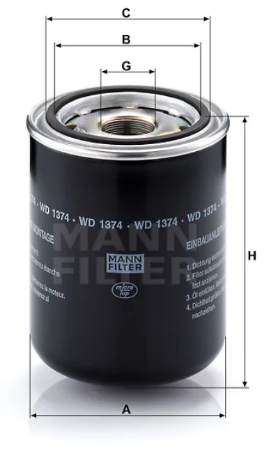 Mann-Filter - WD 1374 - Oil filter spin-on