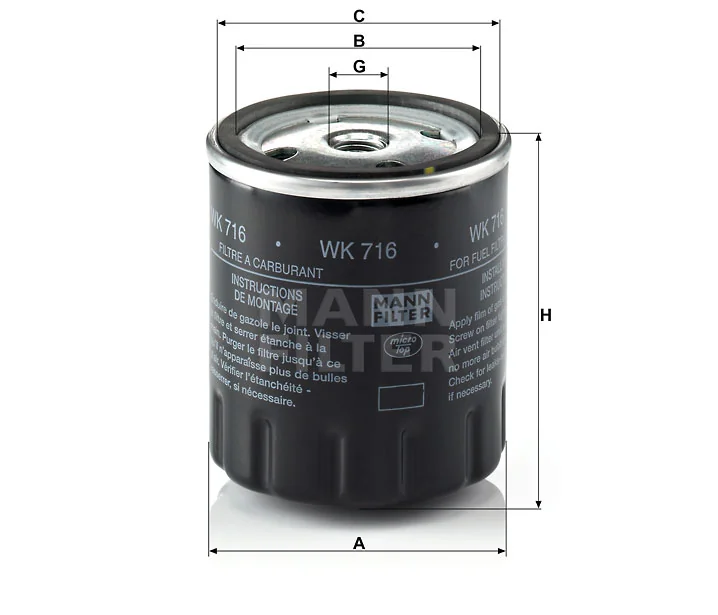 Mann-Filter - WK 716 - Fuel filter spin-on
