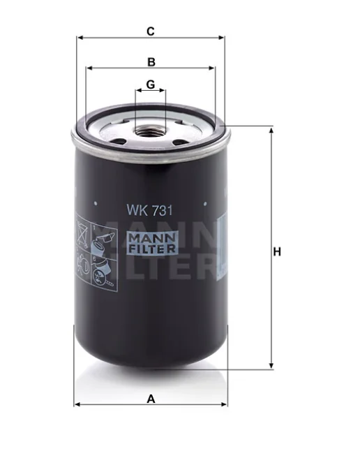 Mann-Filter - WK 731 - Fuel filter spin-on
