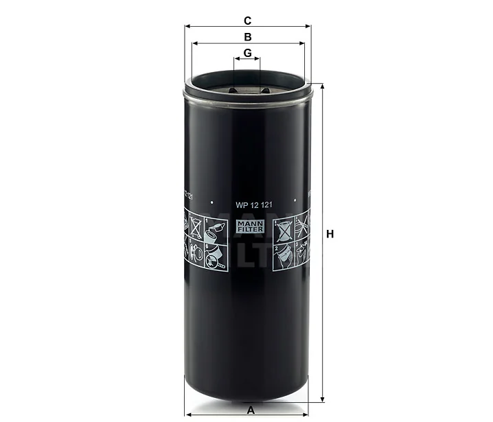 Mann-Filter - WP 12 121 - Oil filter spin-on (partial-flow)