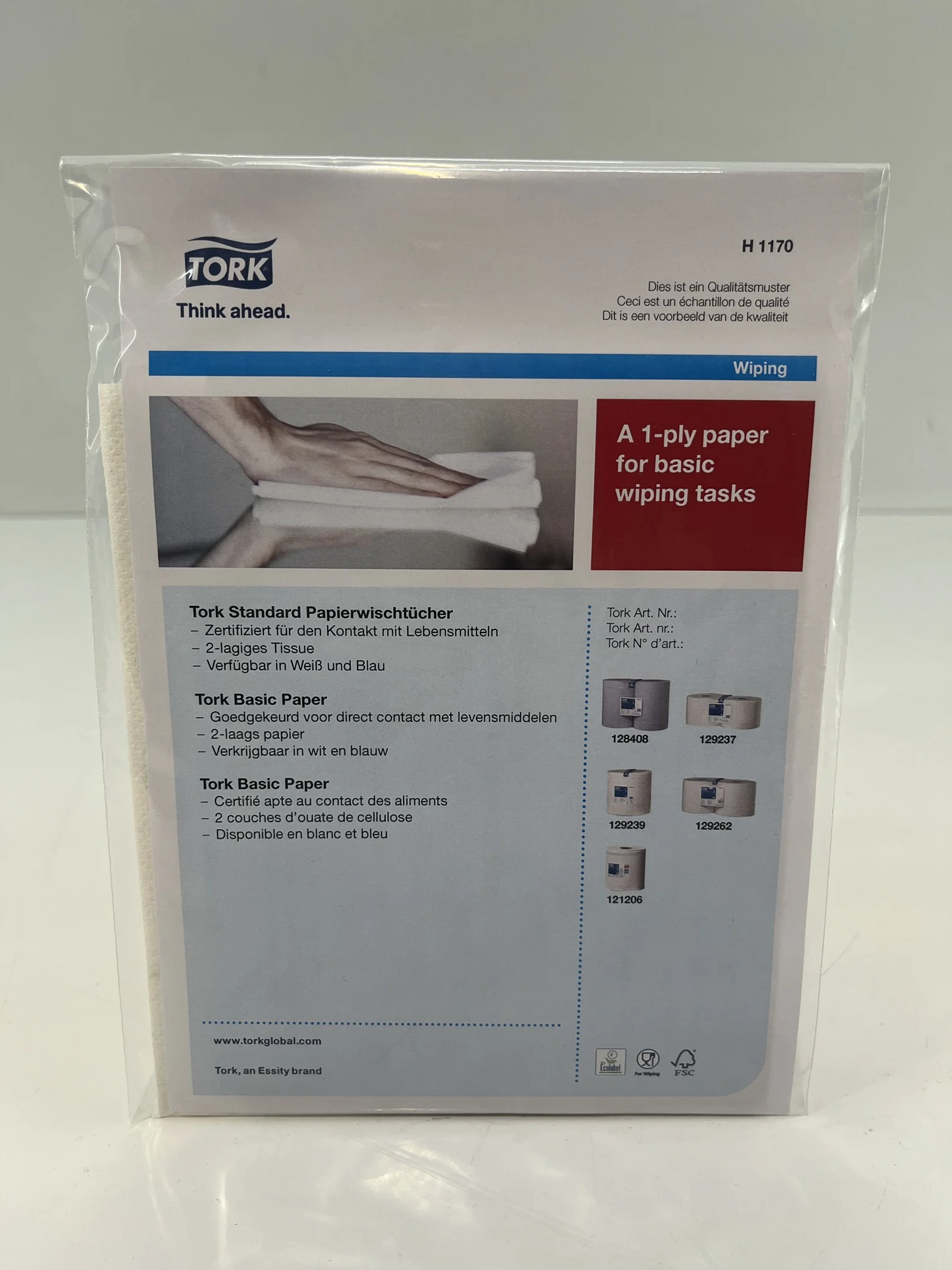 Tork - Muster Tork - Sample tork standard paper wipes, white w1