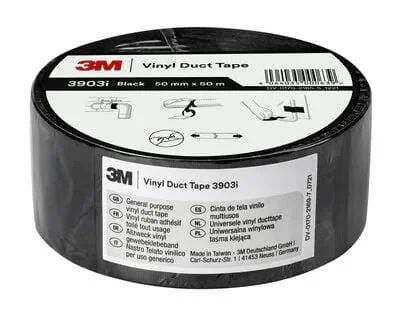 3M - 7100263682 - Duct Tape, Vinyl, Black, 50mm x 50m