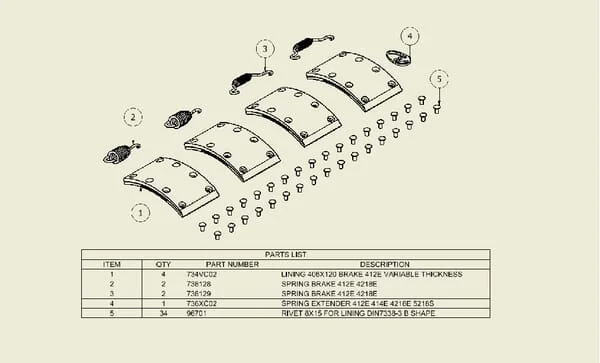 ADR - 9RH0034 - Brake Lining Set 406x120