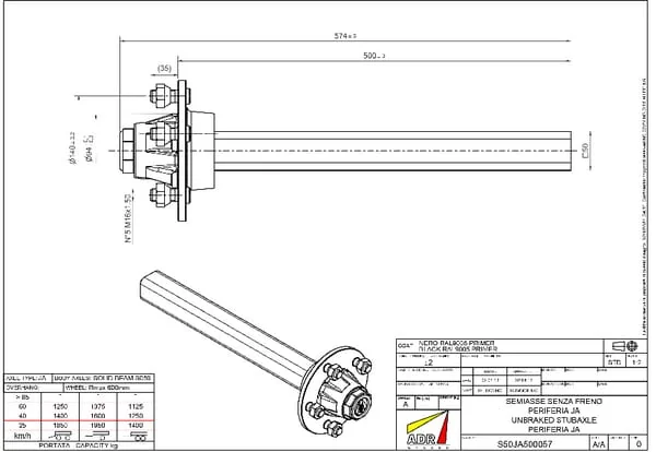 ADR - S50JA500057 - Unbraked Stub Axle