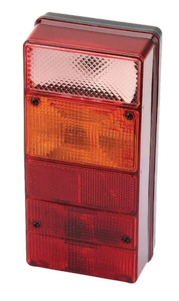 Ajba - LA16114 - Rear Light LH Rectangular, Red/Transparent/Amber, Bolt On, 220x62x105mm, Ajba
