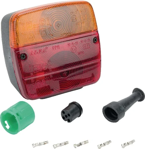 Ajba - LA18006 - Rear Light LH Square, 12V, Red/Amber, Bolt On, 108x103x103mm, Bayonet, Ajba
