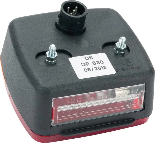 Ajba - LA18006 - Rear Light LH Square, 12V, Red/Amber, Bolt On, 108x103x103mm, Bayonet, Ajba