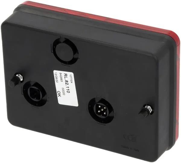 Ajba - LA82110 - Rear Light LH Rectangular, Red/Amber, Bolted, 188x51x135mm, 5-Pin/4-Pin, Ajba