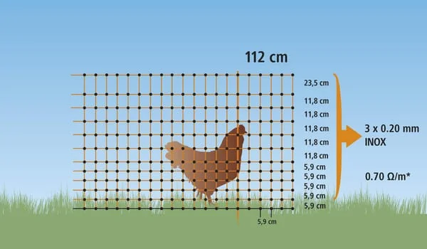 AKO - 292271 - Poultry Netting 50m/106cm Double Spike Orange