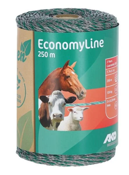 AKO - 442818RE - Wire For Fence Polywire Economy RE Green/Gray 250m AKO