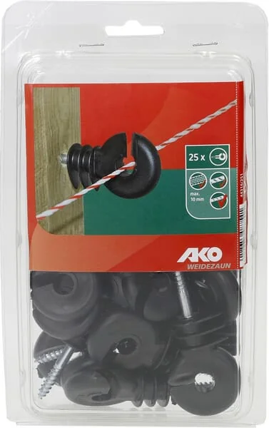 AKO - 44316251 - Ring Insulator Black Screw Length 40mm Diameter 6.0mm Short 25 Pieces AKO