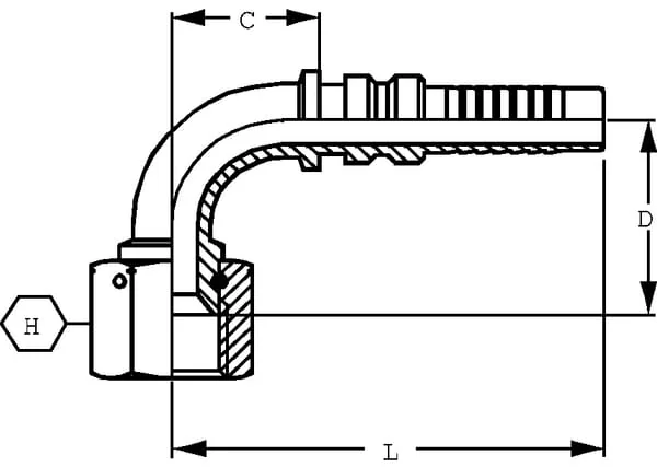 Alfagomma - DKJH322690G2 - Hydraulic Coupling 4SH DN32-5.1/8" UNF - 90°
