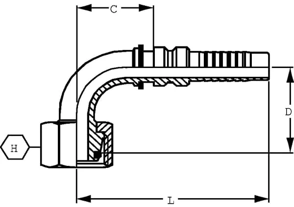 Alfagomma - DKOSH253690G2 - Hydraulic Coupling 4SH-DN25-25S-M36x2.0-90°