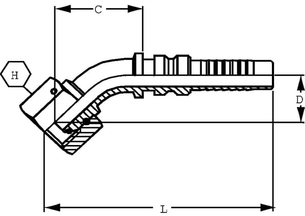 Alfagomma - DKRH322045G2 - Hydraulic Coupling 4SH-DN32-1.1/4 BSP - 45°