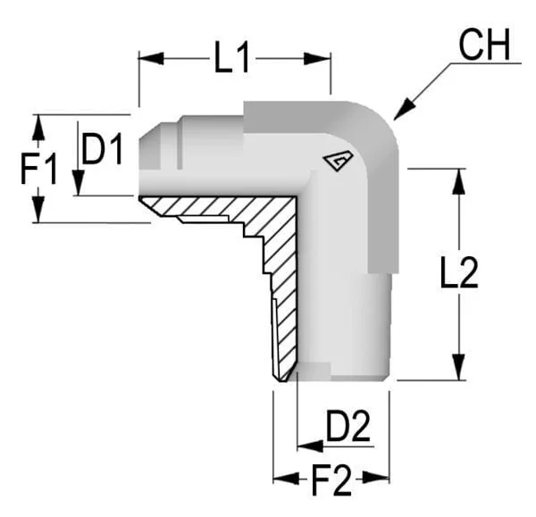 Alfagomma - KIBT0906 - Elbow Coupling 9/16 JIC x 3/8 BSPT