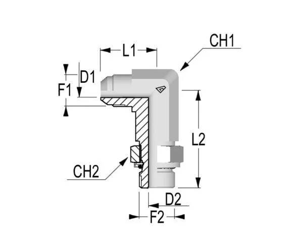 Alfagomma - KIM1216 - Elbow Coupling 3/4 JIC x M16