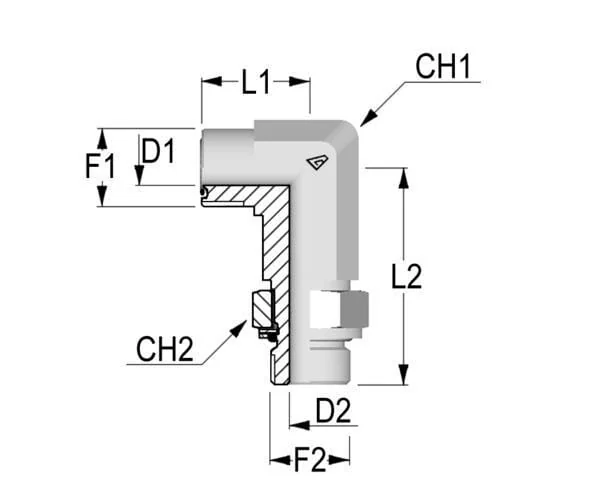 Alfagomma - KIOB1608 - Elbow 1 ORFS x 1/2 BSP