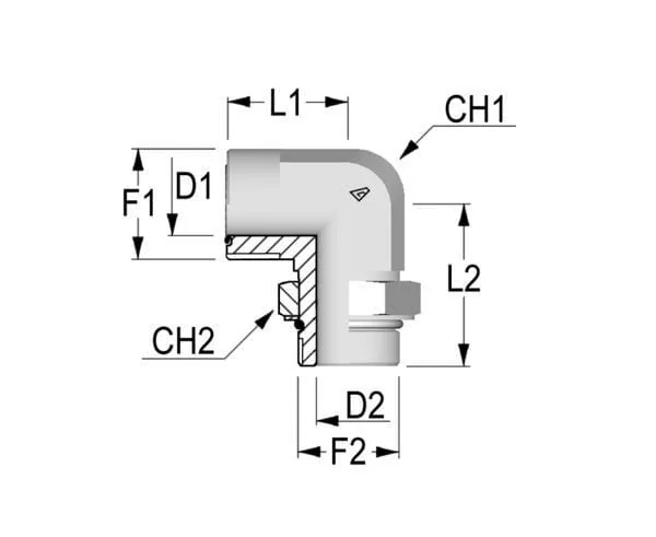 Alfagomma - KIOU1109 - Elbow 11/16 ORFS x 9/16 UNF