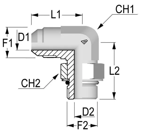 Alfagomma - KIU1412 - Elbow 7/8 JIC x 3/4 UNF