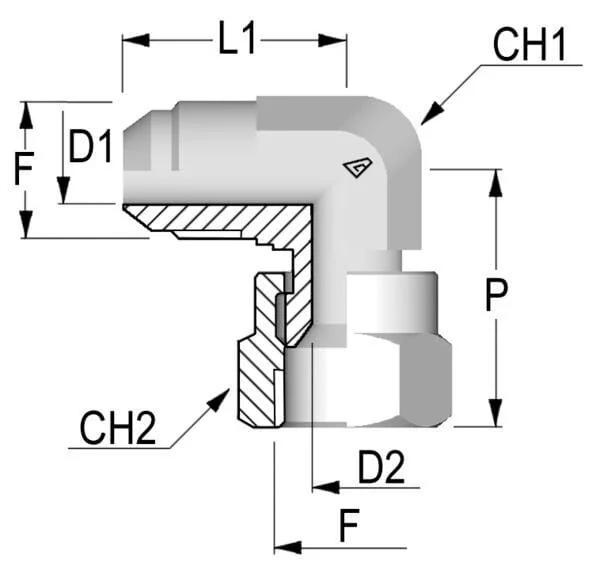 Alfagomma - KOU26 - Elbow Male/Female 1-5/8 JIC 90°