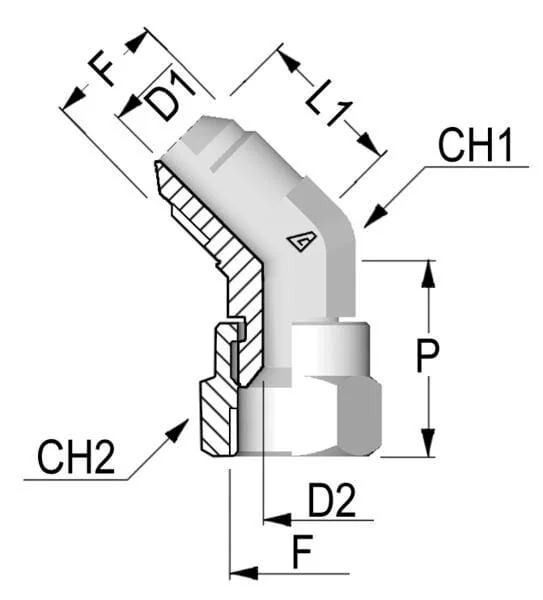 Alfagomma - KOU4508 - Elbow Male/Female 1/2 JIC 45°